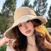 Chapéu de Pescador com Renda Vazada para Mulheres, Estilo Coreano de Verão, Chapéu Versátil Doce para Proteção Solar, Chapéu de Sol Respirável para Viagens ao Ar Livre