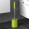 Escova de vaso sanitário para uso doméstico, escova de limpeza de banheiro, sem cantos mortos, com base, conjunto de cabo longo, escova de limpeza de plástico