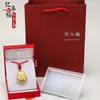 Jadé Blanco Buda Sonriente Colgante de Jadé con Incrustaciones de Oro Venta al por Mayor Estilo Étnico Buda Maitreya Retro Colgante para Hombre y Mujer Colgante Año del Zodíaco Venta al por Mayor