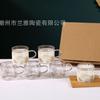 Lindo vaso pequeño de vidrio resistente a altas temperaturas de dibujos animados con asa, taza de té de alto valor de color, vidrio transparente de alto borosilicato al por mayor