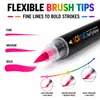 Marcadores acrílicos de dos colores y doble punta, 24 piezas, 48 colores, pinceles suaves a base de agua para pintar y colorear, bolígrafos de pintura para manualidades DIY