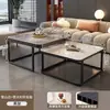 Mesa de Centro Quadrada Sala de Estar Casa Apartamento Pequeno Mesa Simples Moderna Pedra Sinterizada Luxo Leve Celebridade da Internet Vidro Temperado Pequena Mesa de Centro