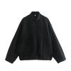 Comércio Exterior Transfronteiriço Roupas Femininas 2025 Outono Novo Moda Simples Gola Alta Enfeitado com Bolsos Cardigan Casaco Jaqueta Top de Cor Sólida