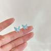 Hielo Cristal Transparente Diamante Triturado Pendientes de Tachuela Estudiante Pendientes para Mujer Temperamento Celebridad de Internet Douyin Estilo Caliente Nicho Sentido de Alta Gama Pendientes Joyería para Orejas