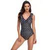 2021 Nuevo Traje de Baño de una Pieza con Volantes de Comercio Exterior Europeo y Americano Bikini Sexy Conservador de Puntos de Ola para Mujer Traje de Baño Amazon