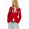 Cardigan de tricô retrô francês de alta qualidade com padrão de losangos pretos para mulheres, slim fit, top afina a silhueta para outono e inverno