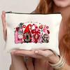 Bolsa Cosmética Explosiva Transfronteriza con Estampado Doble Cara Patrón de Letras Bolsa con Cremallera Bolsa de Muestra de Lino Bolsa de Almacenamiento Impermeable en stock