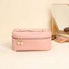Bolsa Cosmética Satchel Quadrada de Couro PU de Grande Capacidade para Viagem de Alto Nível com Divisórias
