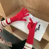 Set Rojo Año Nuevo y Navidad Bufanda Guantes Gorro con Logo Impreso Color Sólido Rojo Chino Fiesta de Reunión Anual Mezcla de Lana