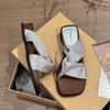 Sandalias Retro de Tiras Cruzadas Simples de Hada con Puntera Cuadrada y Tacón de Cuña para Mujer Verano Nuevas para Exterior Zapatillas Cómodas