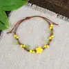 Pulsera de Cuerda Trenzada de Cerámica Fresca Estilo Viajero de Jingdezhen, Pulsera de Trébol de Cuatro Hojas, Joyería Artística Hecha a Mano, Venta al por Mayor para Atracciones Turísticas