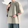 Camiseta NASA de Seda de Gelo Secagem Rápida 2026 Nova Manga Curta Masculina Verão Estilo Americano Texturizada Solta Gola Redonda Top t