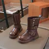 Botas estilo retro Martin para meninas, nova coleção outono/inverno 2026, botas princesa infantis de sola macia, botas de altura média em estilo britânico para crianças mais velhas