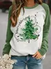 Sudadera con Estampado de Papá Noel de Navidad 24 Casual Manga Larga Cuello Redondo Bloque de Color Moda 3D Para Mujer Estampado 3D Tridimensional