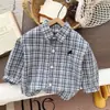 Camisa de Cuadros para Niños Otoño Nuevo Estilo Niños Ropa Bordado Capa Interior Manga Larga Bebé Dibujos Animados Casual Estilo Coreano Top