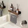 Estante de Almacenamiento para Baño de Nogal Baño Inodoro Escritorio de Lavado Inodoro Pared Estante de Almacenamiento sin Agujeros