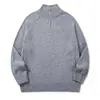 Suéter de malha retro minimalista estilo japonês Rumeng com zíper parcial e gola alta para homens, outono, manga raglan, caimento solto, top casual para casais