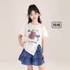 Tutu Elefantito Ropa Infantil Camiseta para Niños 2026 Verano Nuevo Diseño con Dobladillo Dividido Único Manga Corta Cuello Redondo Top
