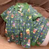 Pijama de Urso Xadrez de Natal para Mulheres, Novo Conjunto de Shorts de Manga Curta para o Verão, Lindo Conjunto de Duas Peças para Casa de Menina