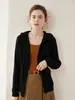 Cárdigan de Cachemira con Cremallera y Capucha 2026 Nuevo Estilo Otoño e Invierno Camiseta Básica Suelta Adelgazante para Mujer Chaqueta Corta de Estilo Suave
