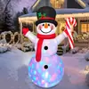 Decoraciones Inflables Navideñas para Fiesta en Patio Exterior Adornos Luces de Escenario Giratorias Muñeco de Nieve Navideño Barra de Dulces