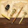 Pluma de Pluma de Ave de Color Estilo Europeo Set de Pluma de Tinta Set Doble de Pluma para Caligrafía Plumilla para Caligrafía Caja de Regalo Creativa Regalo de Negocios