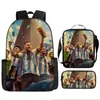 Mochila Deportiva de Tres Piezas Ronaldo Estrella de Fútbol Transfronteriza Bolsa para Comida Bolsa para Lápices Estudiantes de Primaria y Secundaria Mochila Casual Reductora de Carga