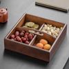 Caja Portátil de Nogal de Cuatro Compartimentos para Frutos Secos, Encerrando Estufa para Cocinar Té, Plato Creativo para Snacks, Hogar, Sala de Estar, Plato para Melón y Fruta, Bandeja China