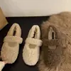 Sapatos Rasos de Lã de Cordeiro para Roupas de Inverno Femininas 2025 Novos Sapatos de Feijão de Veludo com Sapatos Mary Jane de Peça Única