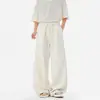 Calça de Seda Gelada Cor de Damasco Estilo Americano com Cordão para Homens e Mulheres, Verão Fina Novo Estilo Solta Reta de Perna Larga com Efeito de Caimento, Calça Casual