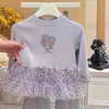 2026 Nuevo Estilo Falda Base de Vestido Layered de Malla con Lunares Coreanos de Otoño para Bebés Niñas, Tendencia de Ropa Infantil de Moda