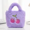 Bolsa de Mão de Pelúcia Fofa Transfronteiriça Bolsa de Ombro Bolsa Transversal Porta-Moedas Laço de Cereja Flor Bolsa Infantil Fabricante Atacado
