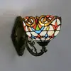 Lámpara de Pared Tiffany Huijing Europea LED Dormitorio Protección Ocular Lámpara de Pared Pasillo Hotel Mesita de Noche Vidrio Tiffany 8 Pulgadas Pared
