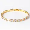 Foto Real de Pulseira de Cristal de Linha Única de Cobre de Luxo de Alta Qualidade para Mulheres, Pulseira Tennis Microcravejada com Zircônia, Fabricante Cravejado com Zircônia