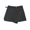 Pantalones Falda de Lentejuelas Negros con Abertura Lateral para Mujer, Falda Corta de Lana Gruesa Ajustada al Cadera de Línea A para Figuras Pequeñas 11102