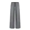 Pantalones rectos de nailon con rejilla de doble línea, ligeros, de secado rápido, con efecto piel de hielo para hombre, nuevos pantalones largos casuales holgados de estilo coreano de verano para mujer