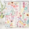 Temu Más Vendido Cortina de Ducha para Baño Chica Bohemia de Primavera Flores Silvestres Poliéster Impresión Digital Primavera Nuevo Estilo