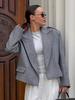Traje Gris para Mujeres que Viajan al Trabajo Transfronterizo Diseño Otoño e Invierno 2026 Chaqueta de Traje de Lana con Hombros Acolchados Ropa para Mujeres