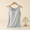 2024 Verão novo versátil preto e branco listrado slim bottoming vest camisole roupas femininas atacado