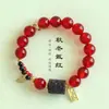 Pulseira de Flor Vermelha Natural com Contas de Cristal para Mulheres, Pulseira Retrô de Ébano e Ágata Vermelha Natural de Luxo Leve Atacado