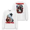 Camiseta de Manga Larga Pesada Estampada Lavada Copo de Nieve Retro Americano Transpirable Stewell Clown Top para Pareja