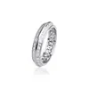 Anillo de diamante de doble fila de acero inoxidable con explosiones transfronterizas, anillo de moda de personalidad masculina de nicho, anillo de diamante de escuadra T de Europa y Estados Unidos, venta al por mayor