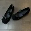 Piel de oveja súper suave~punta cuadrada retro lazo elástico zapatos planos de ballet Mary Jane para mujer