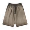 Shorts Unissex na Altura do Joelho Terry Vintage Pesado 320g Lavagem Dupla Gradiente Desgastado da Moda