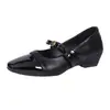 Zapatos de Salón Bajos con Tacón Grueso y Lazo Estilo Retro Francés para Mujer 2026 Otoño Combinan con Faldas Versátiles Mocasines de Tacón Medio