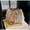 Bolso Tote de mezclilla moderno con estrella de color rómbica transfronterizo, de gran capacidad, moderno, casual, popular, para el hombro