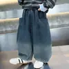 Ropa de Primavera y Otoño para Niños Pantalones de Mezclilla Estilo Coreano Niños Guapos Holgados Casuales Pantalones Scimitar Niños Pequeños Pantalones Elegantes Comercio Exterior