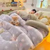 Edredón de Felpa Grueso de Doble Cara para Invierno al por Mayor, Ropa de Cama de Felpa de Leche y Felpa de Cordero, Edredón para Persona Doble de Hogar para Cuatro Estaciones, Núcleo de Edredón Individual para Dormitorio