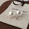 Brincos de Pérola Estrela com Barba de Diamante Design de Nicho Temperamento Simples Versátil Luxo Leve Alto Padrão Brincos de Tarraxa Estrela