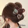 Pinza de Garra con Lazo Color Café Otoño e Invierno para Mujer Pinza para el Cabello de Alta Gama para la Parte Posterior de la Cabeza Recogido Pinza de Tiburón Pasador Grande Accesorios para el Cabello